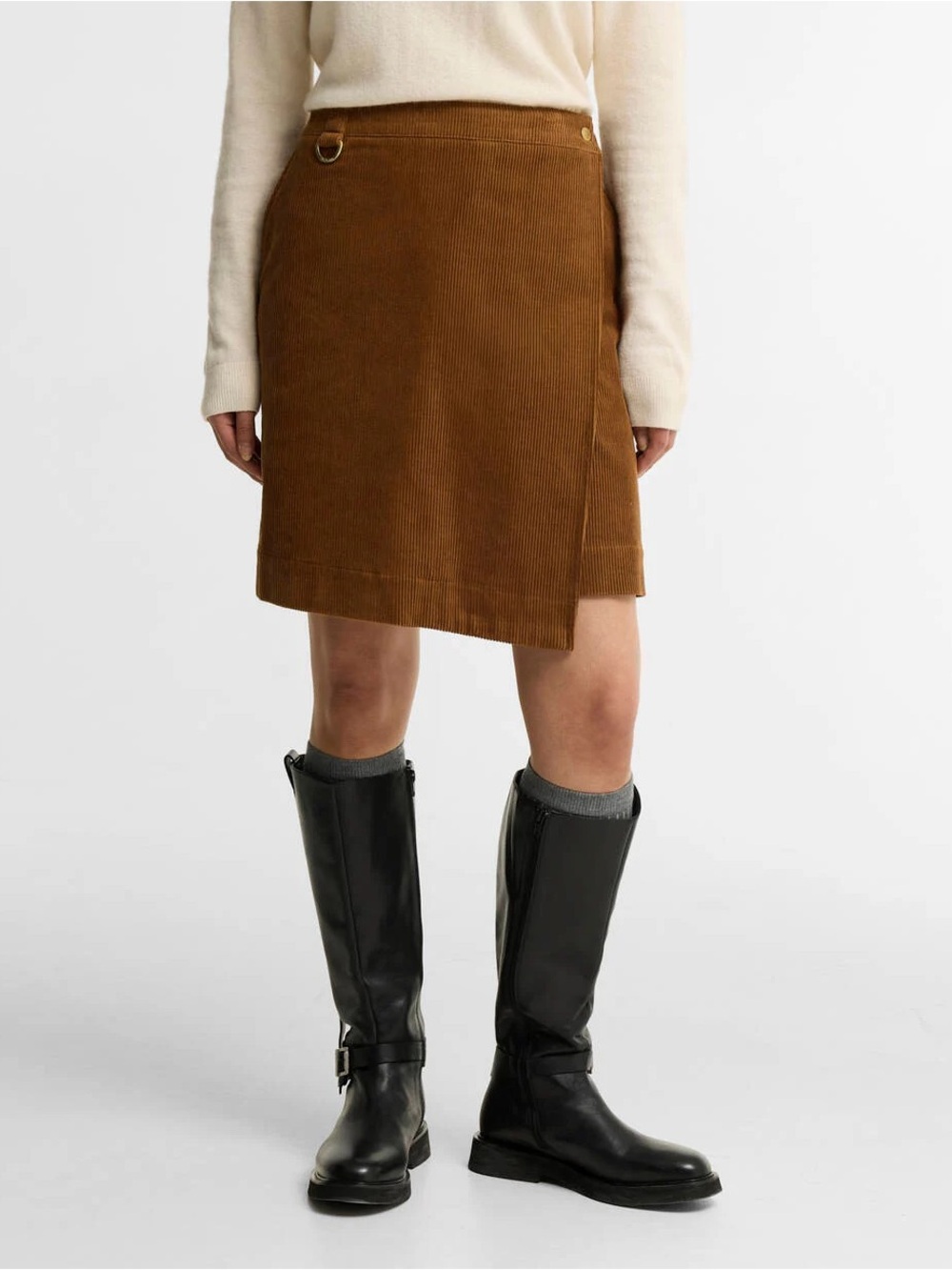 Michael Kors Brown Corduroy Asymmetric Mini Skirt